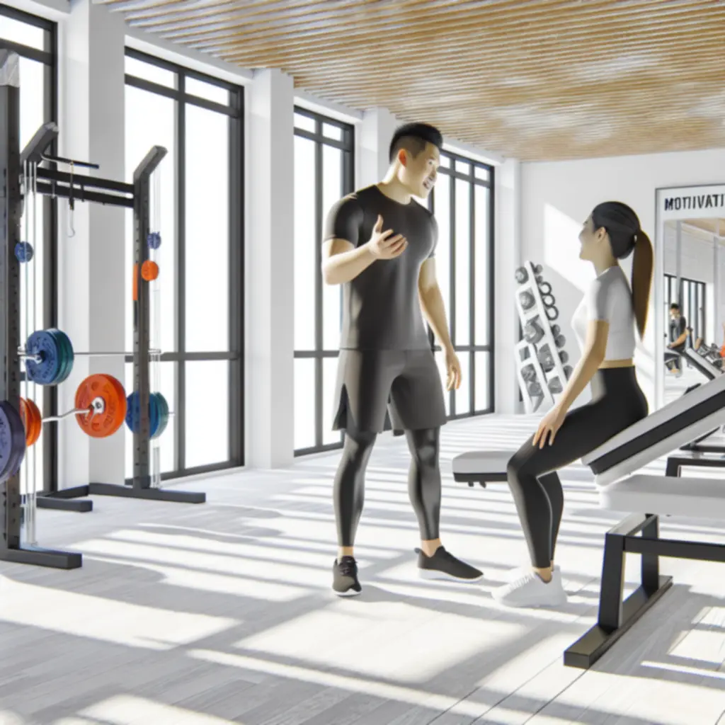 Coach begeleidt sporter tijdens personal training in een moderne gym