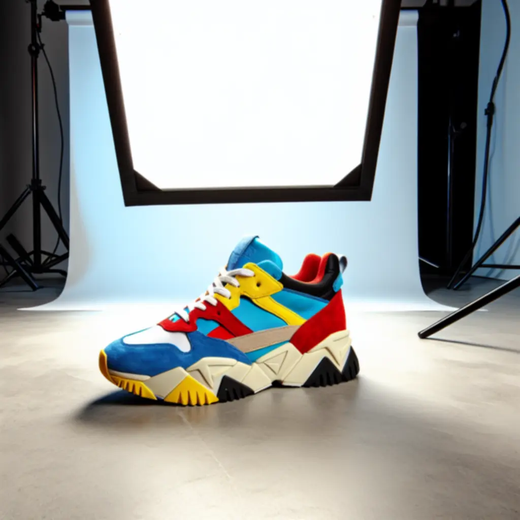 Statement trainer met colorblock en retro look