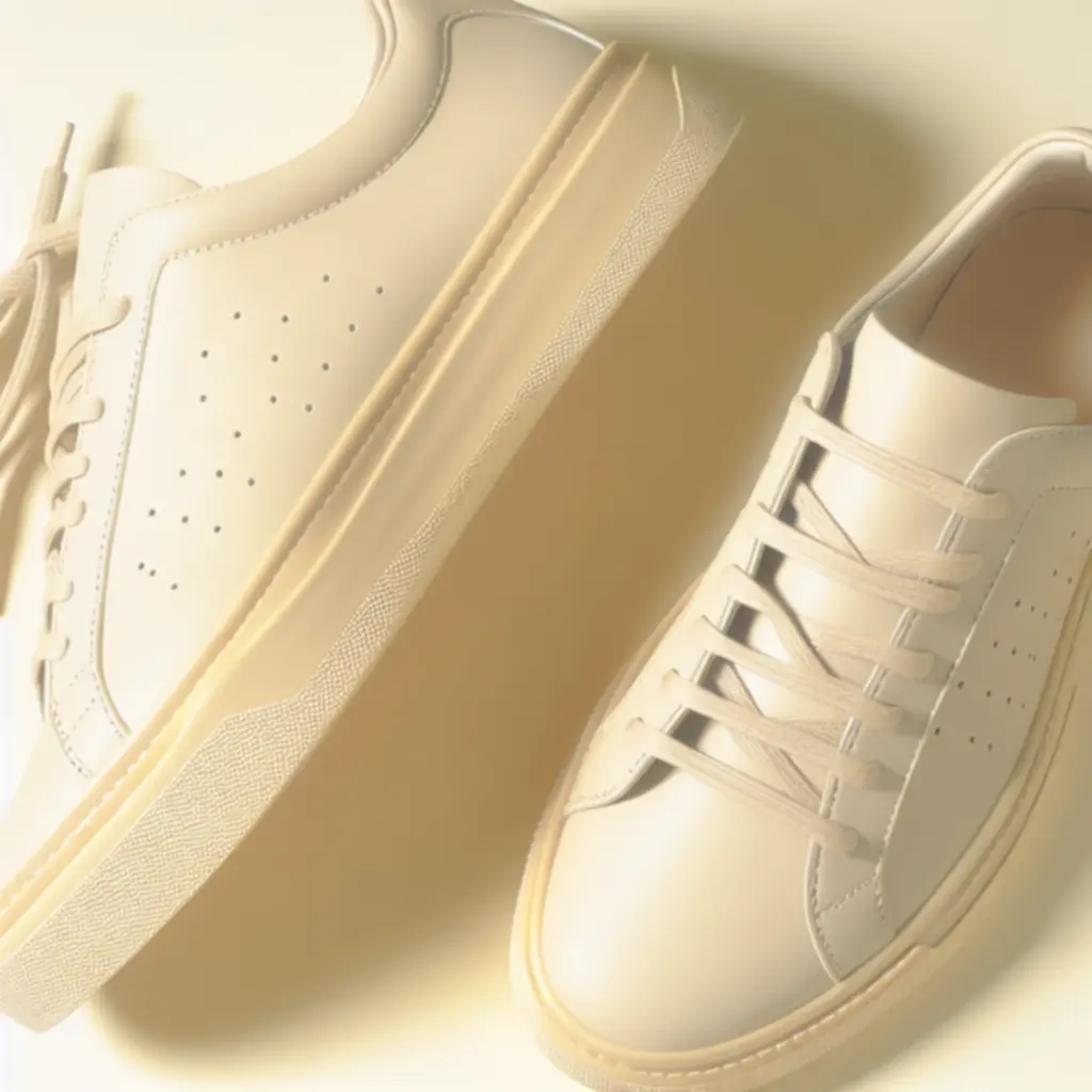 Crème-witte casual trainer met ton-sur-ton details