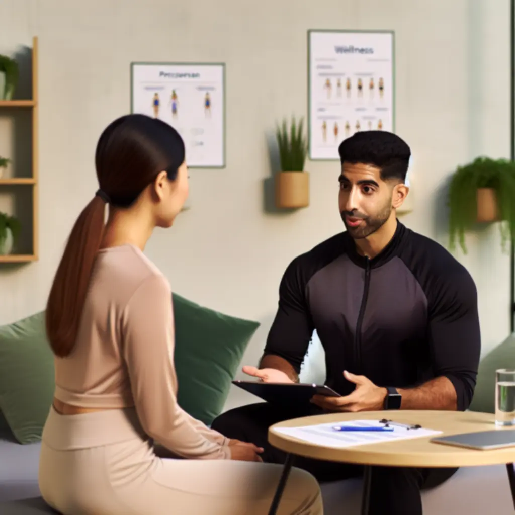 Coach bespreekt plan met lid tijdens wellness-coaching